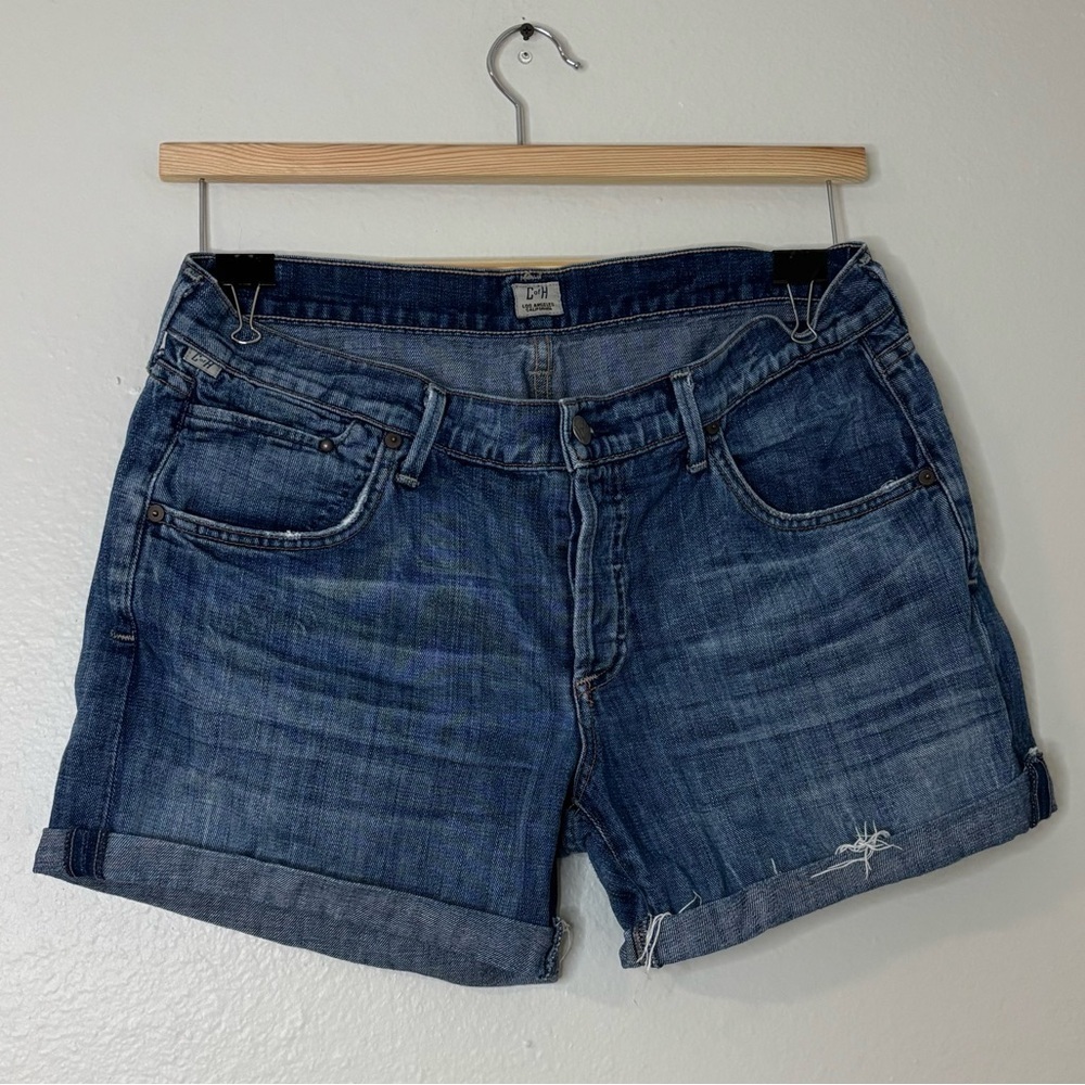 Citizens of Humanity Women Medium Wash Denim Roll Up Hem Shorts - Picture 9 of 11